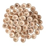 100 Stück Holzknöpfe 15mm Runde Handgefertigte Holzknöpfe Handgefertigte...