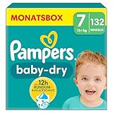 Pampers Windeln Größe 7, 132 Windeln, 15kg+ Baby-Dry, Bis zu 100%...