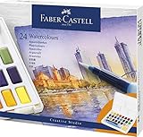 Faber-Castell 169724 - Aquarellfarben in Näpfchen, mit Mischpalette und...