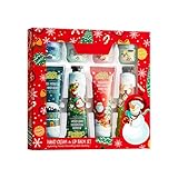 Weihnachts Handcreme Und Lippenbalsam-Set, 4 Stück Weihnachtshandcreme+4...