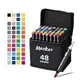 Alkohol Marker, 48 Farben Doppelseitiges Alkohol Marker Stifte Set mit...