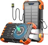SUDROV Solar Powerbank, 26800 mAh tragbares Ladegerät mit 4 integrierten...