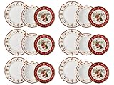 Hutschenreuther Happy Wintertime rotes Weihnachtsgeschirr 6 Personen Set,...