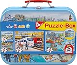 Schmidt Spiele 56508 Verkehrsmittel, 4 Kinderpuzzle im Metallkoffer, 2x26...
