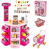 GOPLUS Kaufladen mit Einkaufswagen, Kinder Supermarkt mit Waage, Kasse,...