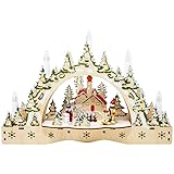 ToCi LED-Kerzenbogen mit Skifahrt-Motiv – Schwibbogen aus Holz mit 5...