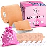 BLOOMORA Boob Tape - Brust Tape Push Up - Boobietape mit Silikon Nippelpads...