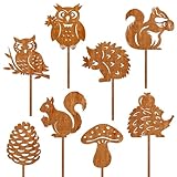 HILKKET 8er-Set Gartenstecker mit Waldtieren 25cm für Herbst & Draußen,...