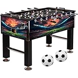 GAMES PLANET® Kickertisch Leeds - 140x73x87cm, Höhenverstellbar, 4...