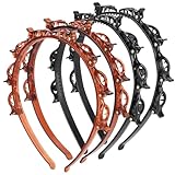4 Stück Haarreif mit Klammern, Double Bangs Hairstyle Hairpin, Haarreifen...