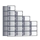 SONGMICS Schuhboxen, 18er Set, Schuh-Organizer aus Kunststoff, faltbar und...