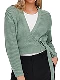 ONLY Damen Onlbreda Wrap L/S KNT Cardigan, Chinois Green, S EU