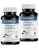 NORSAN Premium Total Omega 3 Kapseln hochdosiert 2er Pack (2x 120 Stück) /...