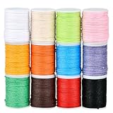 TIMESETL Gewachste Baumwollschnur 12 Farben 10 Meter 1mm Durchmesser...