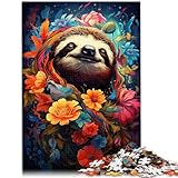 Puzzle für Erwachsene 1000 Teile Farbmalerei Faultier-Spielzeug Denkspiel...