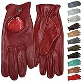 German Wear Unisex Driving Autofahrer-Handschuhe Lederhandschuhe (Weinrot,...
