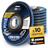 10x Fächerscheibe Ø115mm K120 für Stahl/Edelstahl - Polieren Entroster...