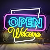 Horseneon Open Welcome Neon Schild Open Neon Sign Bunte Offene...