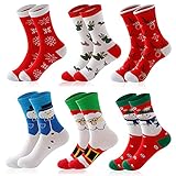 SalLady 6 Paare Weihnachtssocken Damen 39-42 Christmas Socks Lustige...
