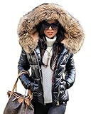 Aox Frauen Winter Kunstpelz Kapuze Daunenmantel Lady Thicken Puffer Slim...