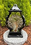 Grablampe Grablaterne mit Baum-Motiv 29,5 cm H. Gold Farbe Grabkerze Kerze...