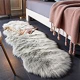 JXLOULAN Faux Lammfell Schaffell Teppich Grau 80x180 cm, Weicher...