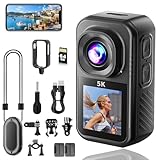 Action Cam 5K, Mini Sportkamera WiFi mit 64G Speicherkarte, Körperkameras...