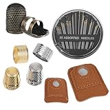 Prasacco 8 Stück Nähen Fingerhut Set, Leder Fingerhut Verstellbare...
