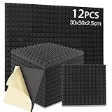 12 PCS Akustikschaumstoff Selbstklebend,Pyramidenschaumstoff Selbstklebend...