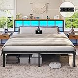 Brinlawb Bett 180x200 mit Lattenrost aus Metall, Bettgestell 180x200cm mit...