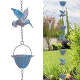 Tefola 2,4m Regenkette mit Kolibris - Regenablaufkette aus Metall in...