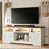 Coleshome TV Schrank, Lowboard mit Steckdosen, USB und LED, TV Board mit 4...