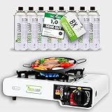 Green Camp ® Gaskocher mit 8 Kartuschen 227 g - Campingkocher mit...