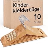 Kinderkleiderbügel Holz mit Haken 360° Drehbar - 10er Set - Robustes...