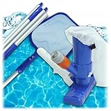 KRUMAD Pool Reinigungsset, Hand Poolsauger, Pool Kescher & Teleskopstange...