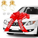 JABNOW Rote Schleife für Auto, Groß Geschenkschleife mit Saugnapf, Happy...