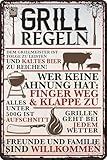 Wetterfestes 14 x 20 cm Blechschild, Wandschild, Türschild Grillregeln