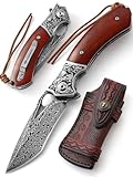 DRACHENADER Einhandmesser Damast Taschenmesser aus hochwertigem Damaststahl...