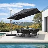 PURPLE LEAF Sonnenschirm 300 x 300 cm Quadratisch Ampelschirm Groß 360°...