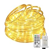 btfarm Lichterschlauch Aussen mit Fernbedienung, 10M 100 LED Schlauch...