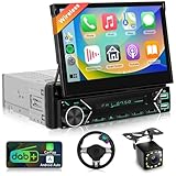 Single-Din-DAB+-Autoradio mit kabellosem CarPlay Android Auto, 7-Zoll-Radio...