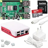 Raspberry Pi 4 4GB Starter-Set | 64GB SD Karte | USB-C Netzteil 15W |...