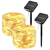 hangyiwei Solar LED Lichterkette Außen Outdoor - 2x17M 150 LED...