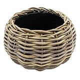 Spetebo Rattan Pflanztopf mit Kunststoff Einsatz - 29 x 19 cm - Garten Deko...