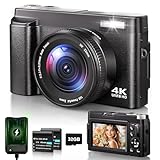 Digitalkamera 4K, 48MP 16X Autofokus Digitalzoom Fotokamera, 3 Zoll 180°...