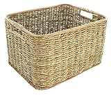 Aufbewahrungskorb aus Rattan und Schilfstroh, groß, 46x36x28 cm,...