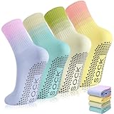 Utensilsto Pilates Socken Yoga Socken Damen,4 Paar Antirutschsocken...