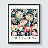 Südafrika Kunstdruck-Poster, King Protea Blumenmarkt, Wandkunst,...