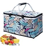 Einkaufskorb Faltbar 30L, Picknickkorb Tragekorb, Einkaufskorb Kühltasche,...