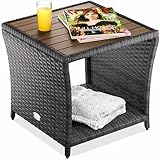 Casaria® Beistelltisch Grau Wetterfest Klein Holz Polyrattan Akazie...